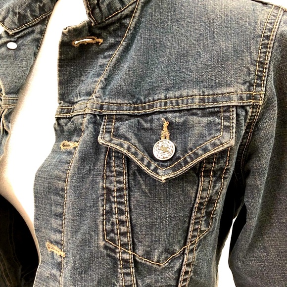 Blue Denim Jean Jacket Western Classic Trucker Jackets Coats Women's S Small - Picture 4 of 5